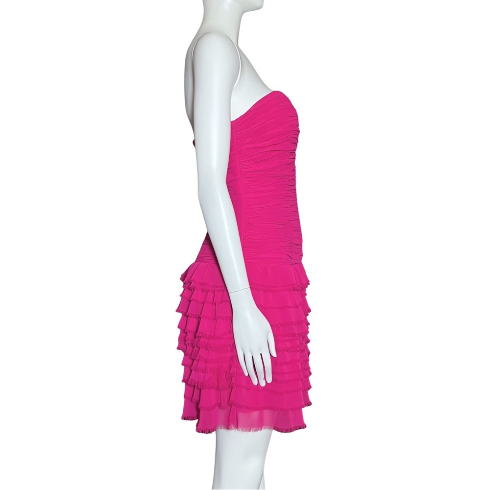 Vintage Y2K Pink Hoco Cocktail Dress. Small. Ruched Fairy Ruffle Party Strapless - Picture 6 of 10